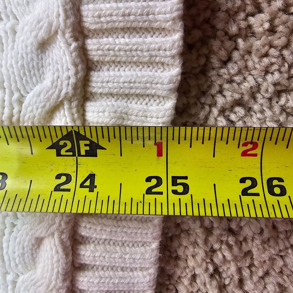 Liz Claiborne Ivory Cable Knit Cowl Neck Sweater Medium Cozy Preppy - Picture 12 of 13